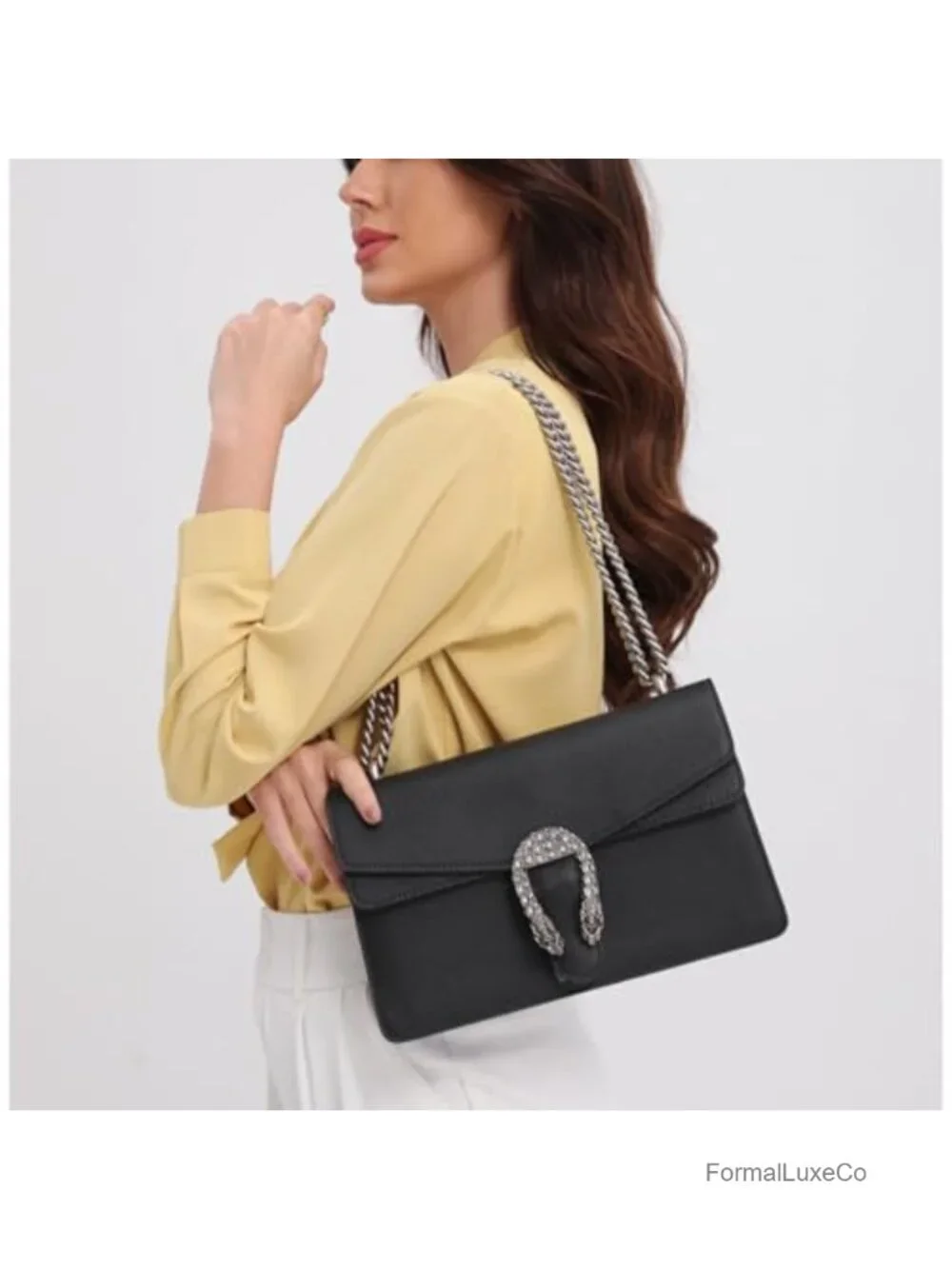 Genuine Leather Crossbody Bag Chain Purse Satchel Shoulder Bag for Women